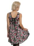 Black & White Stripe Floral Fit & Flare Dress, , alternate