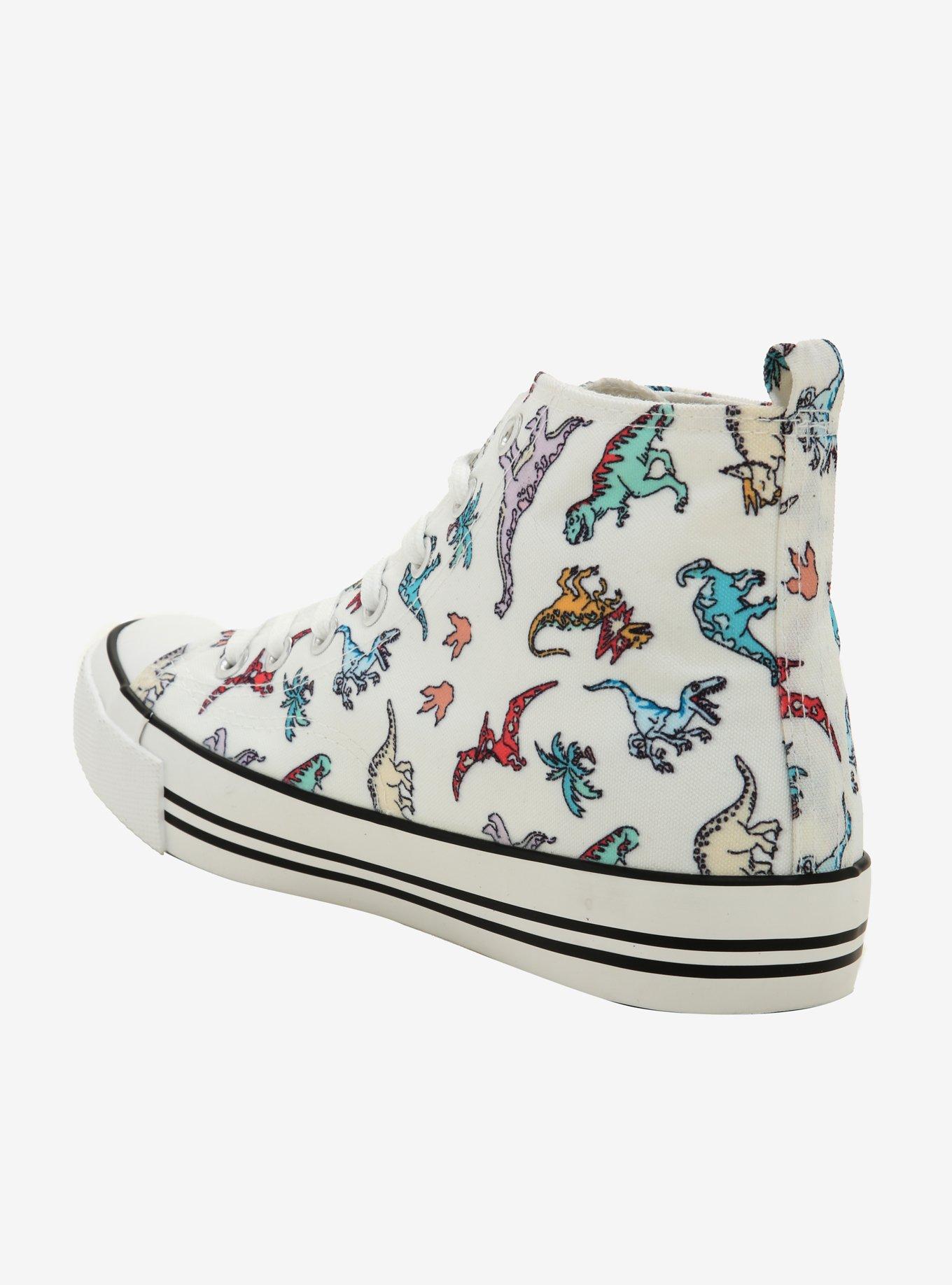 Dinosaur Print Hi-Top Sneakers, WHITE, alternate