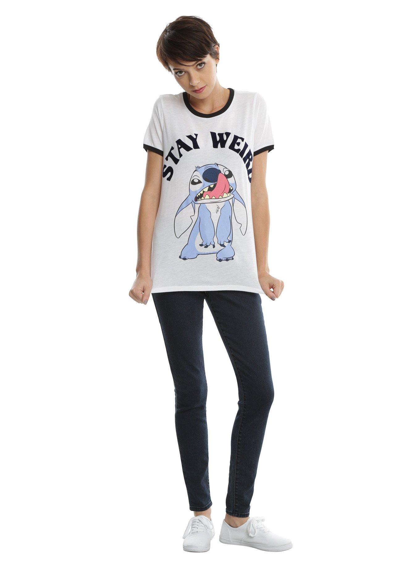 Disney Lilo & Stitch Stay Weird Girls Ringer T-Shirt, , alternate