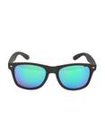 Matte Black Green Revo Retro Smooth Touch Sunglasses, , alternate