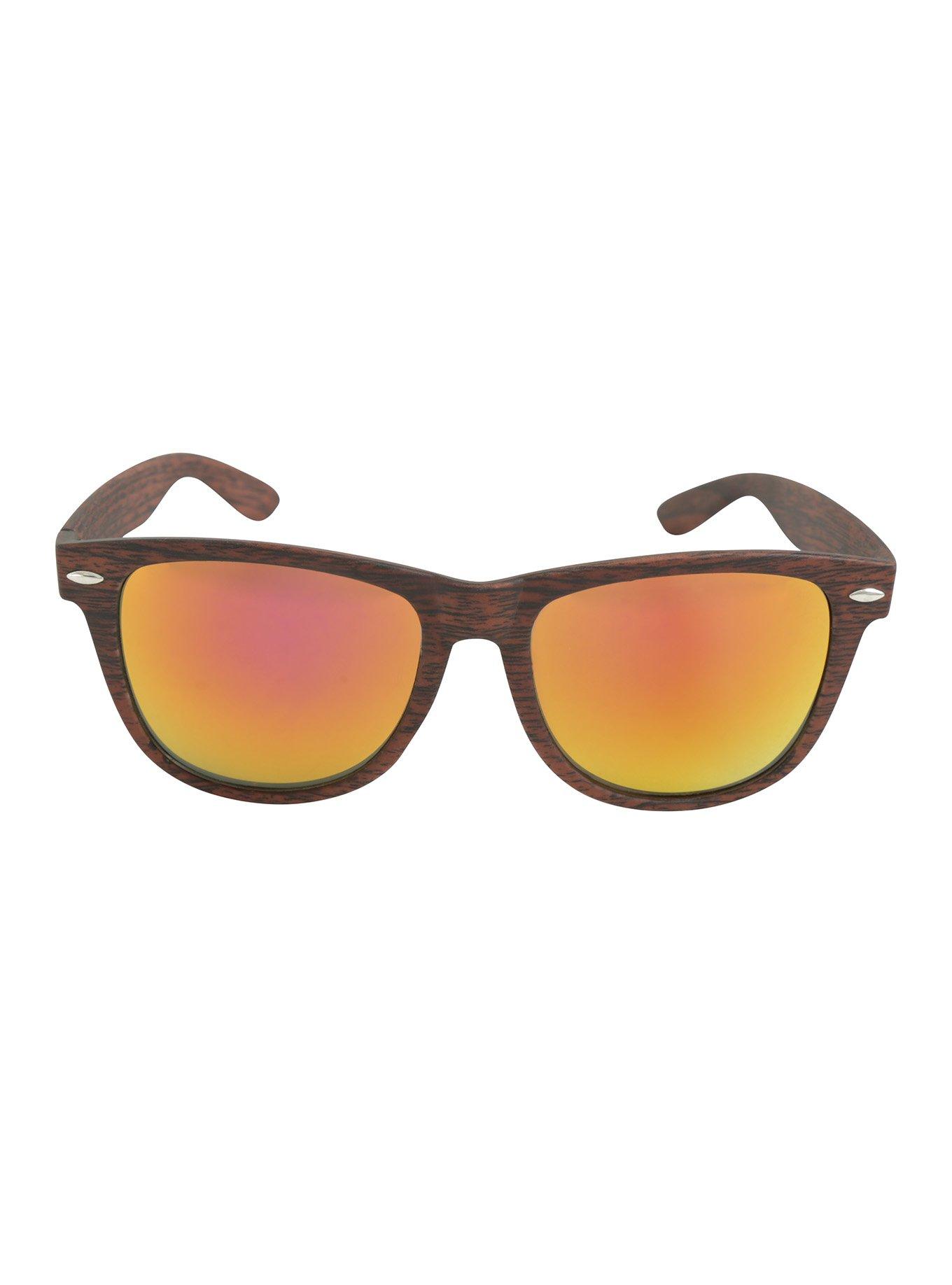 Brown Wood Red Revo Lens Sunglasses, , alternate