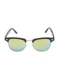 Black & Gold Mirror Lens Half-Rim Sunglasses, , alternate