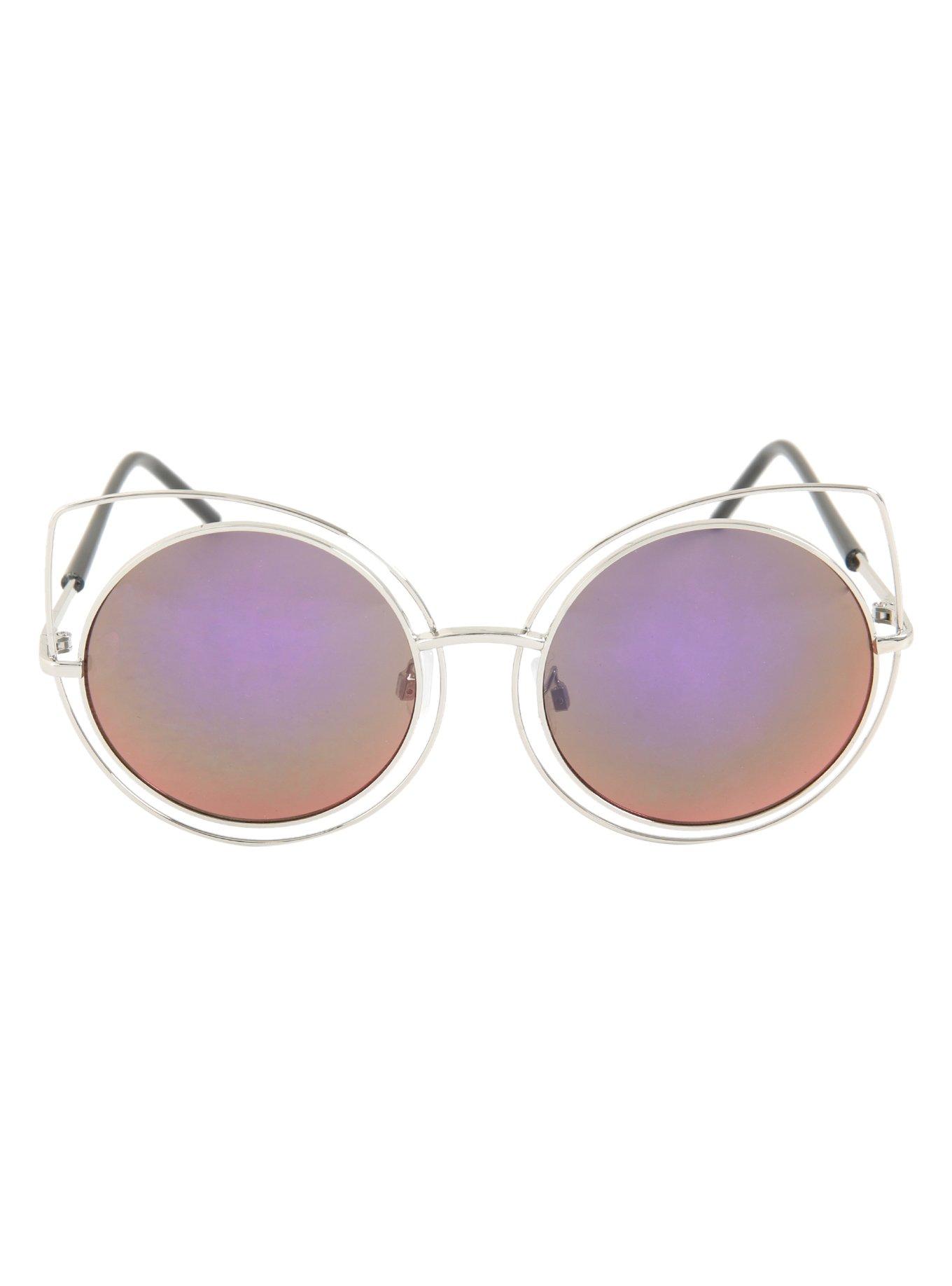 Lilac Lens Round Cat Eye Sunglasses, , alternate