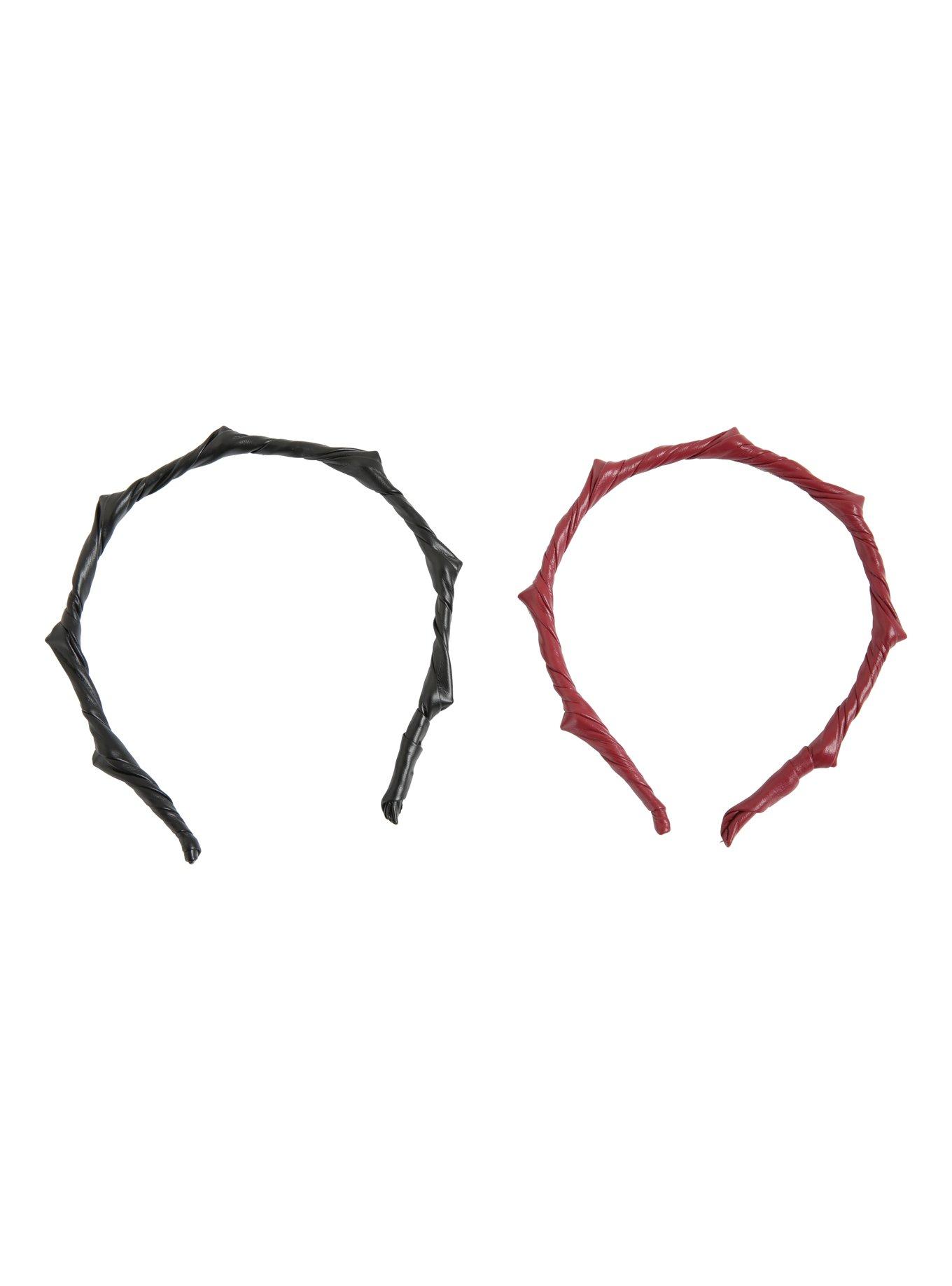 Faux Leather Wrapped Spiked Headband Set, , alternate