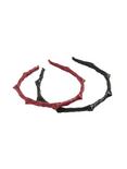 Faux Leather Wrapped Spiked Headband Set, , alternate