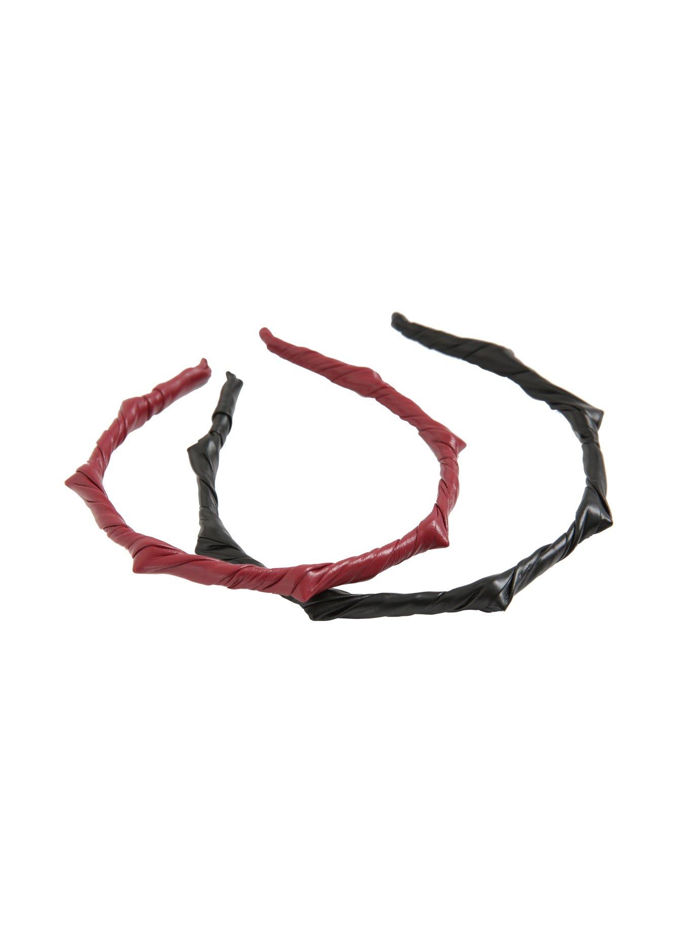 Faux Leather Wrapped Spiked Headband Set, , alternate