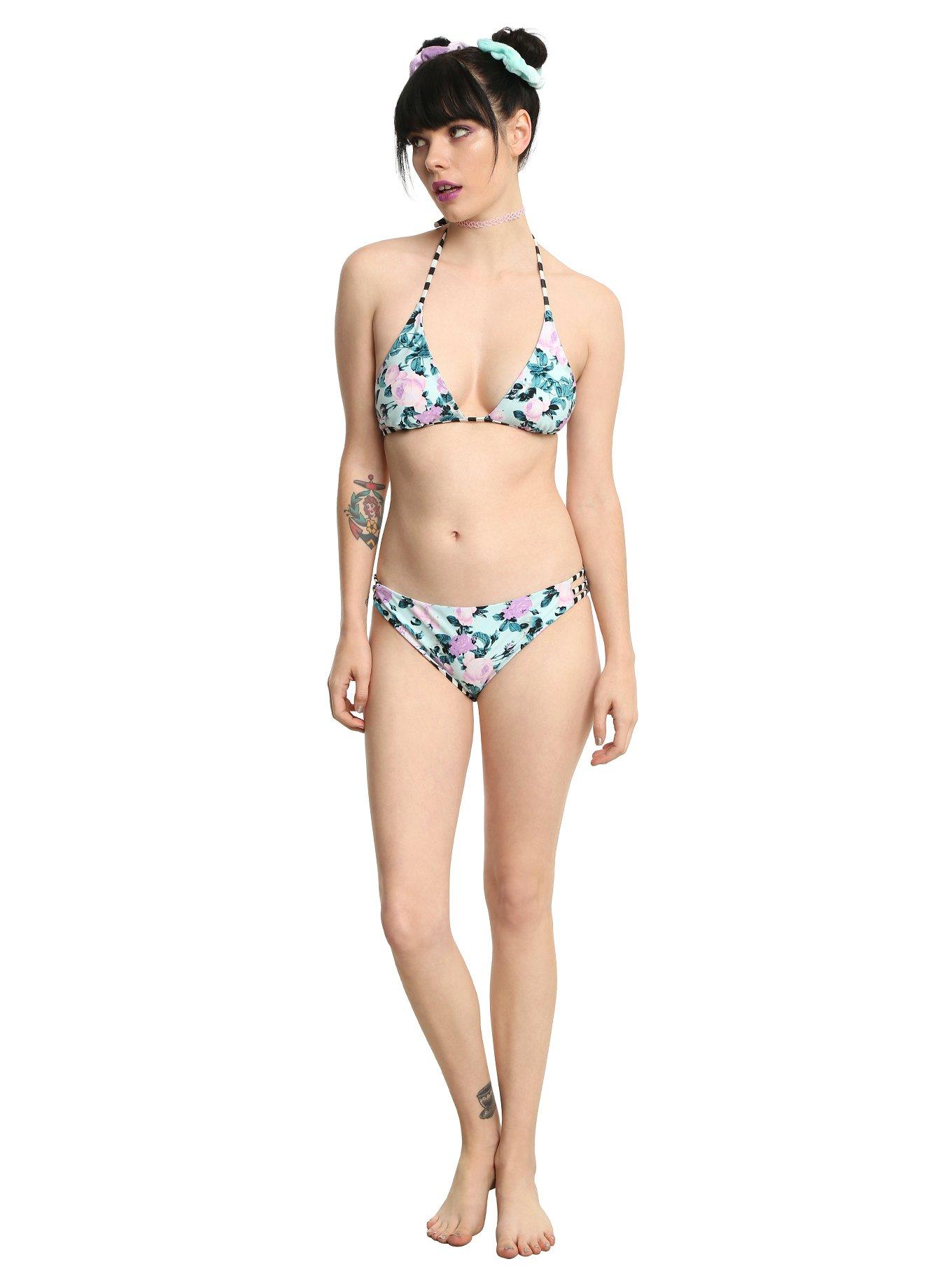 Floral & Stripe Reversible Swim Top, , alternate