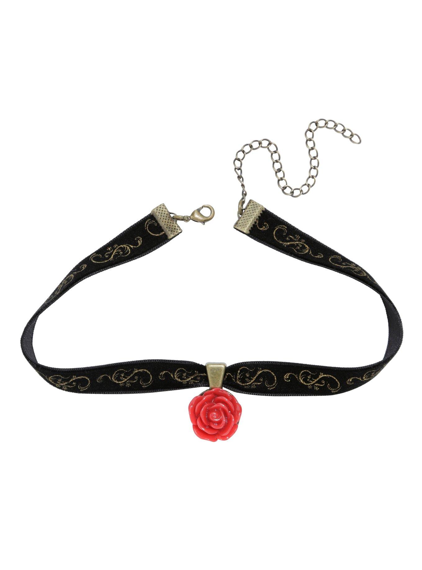 Disney Beauty And The Beast Rose Choker, , alternate