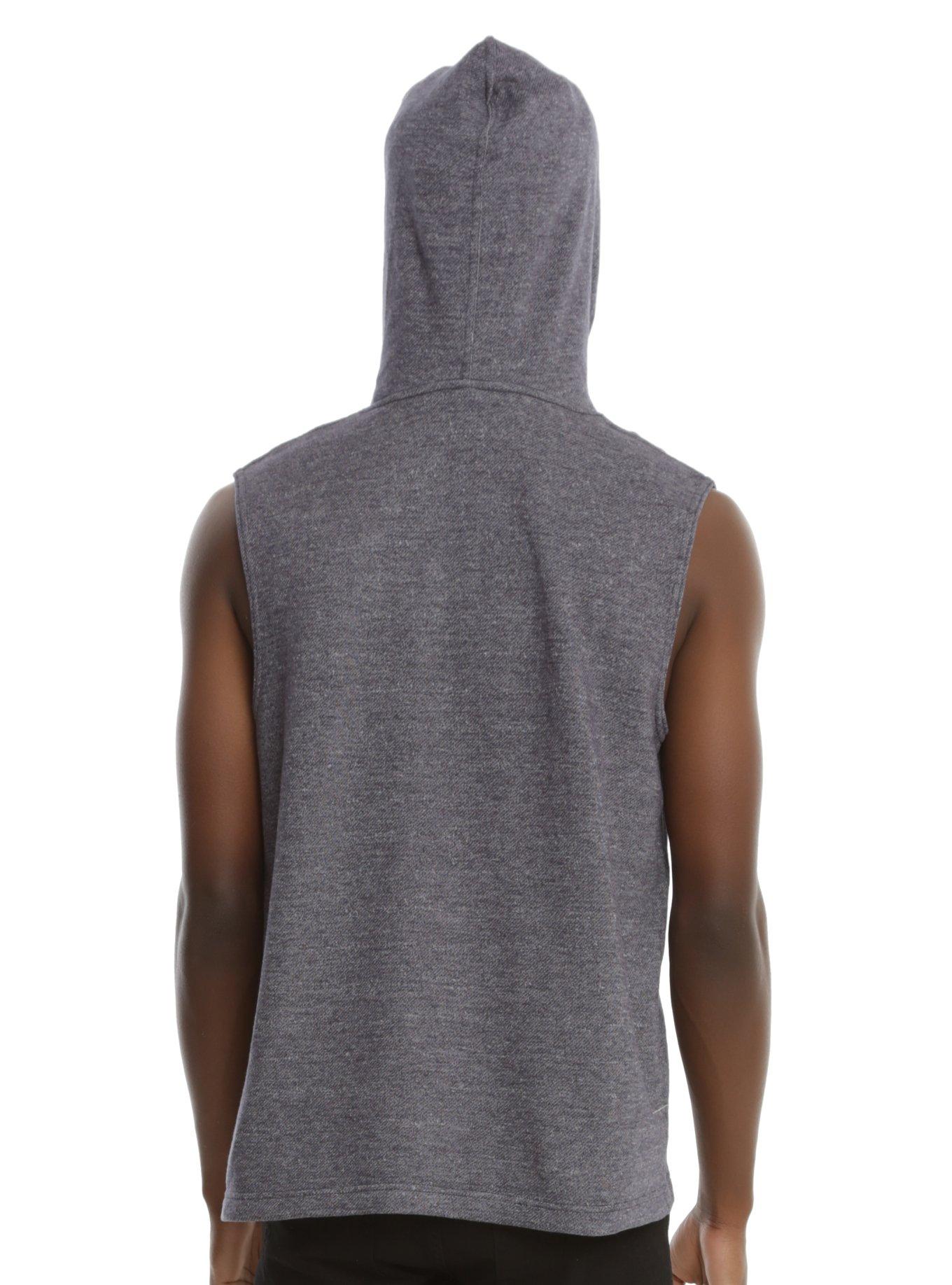 XXX RUDE Marled Grey Sleeveless Hoodie, , alternate