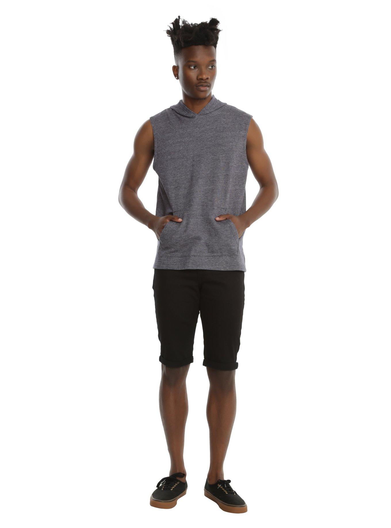 XXX RUDE Marled Grey Sleeveless Hoodie, , alternate