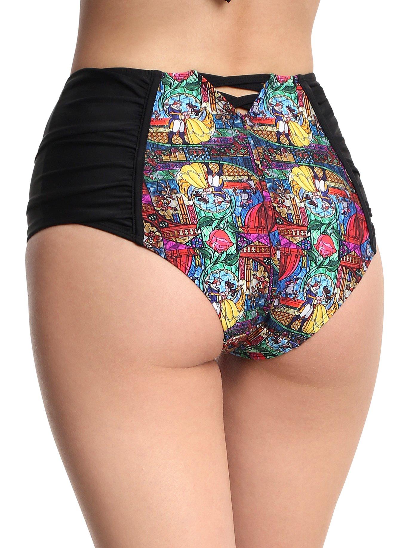 Disney Beauty And The Beast Stained Glass Swim Bottoms, , alternate