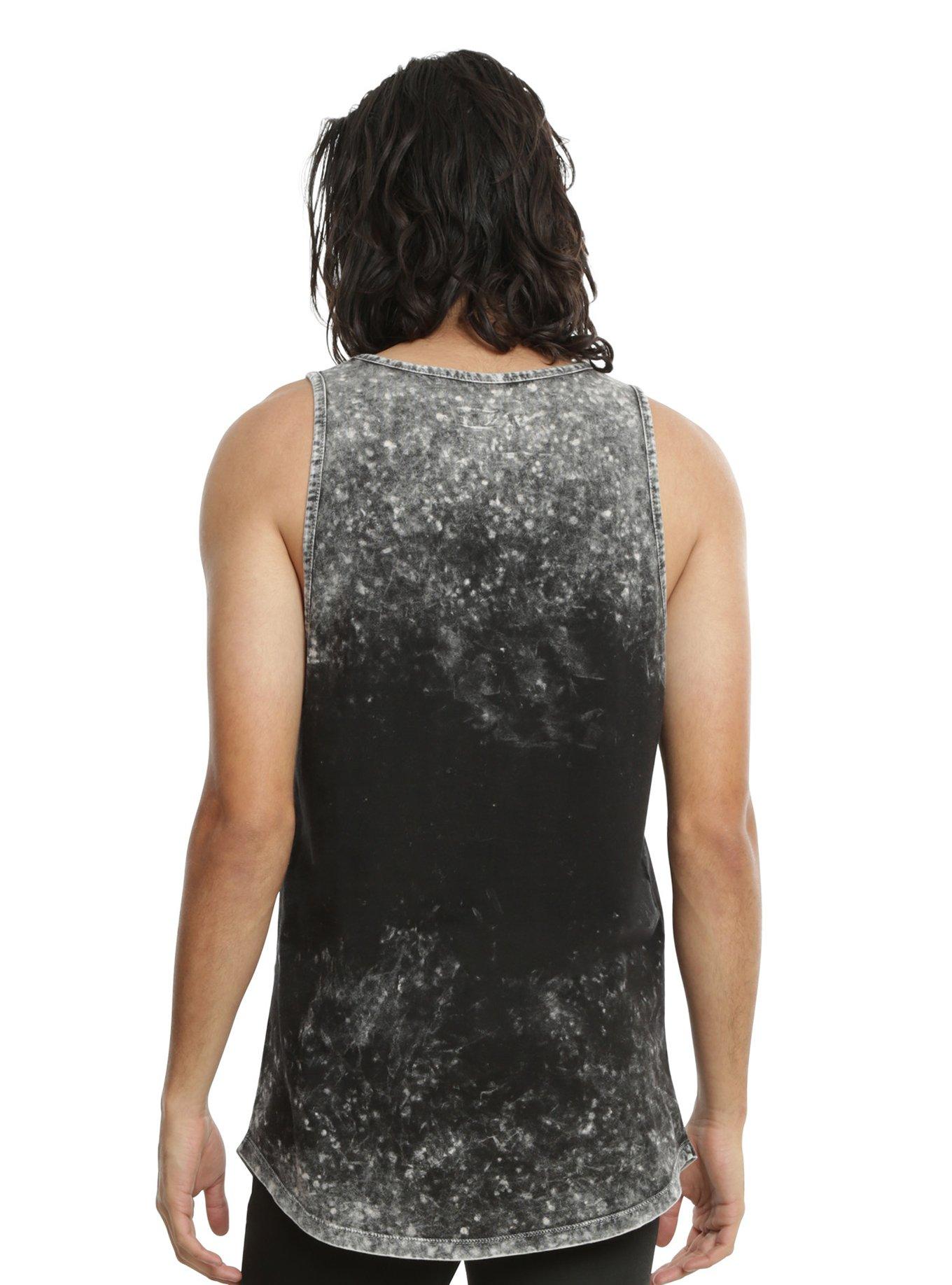 XXX RUDE Black & White Acid Wash Curved Hem Tank Top, , alternate