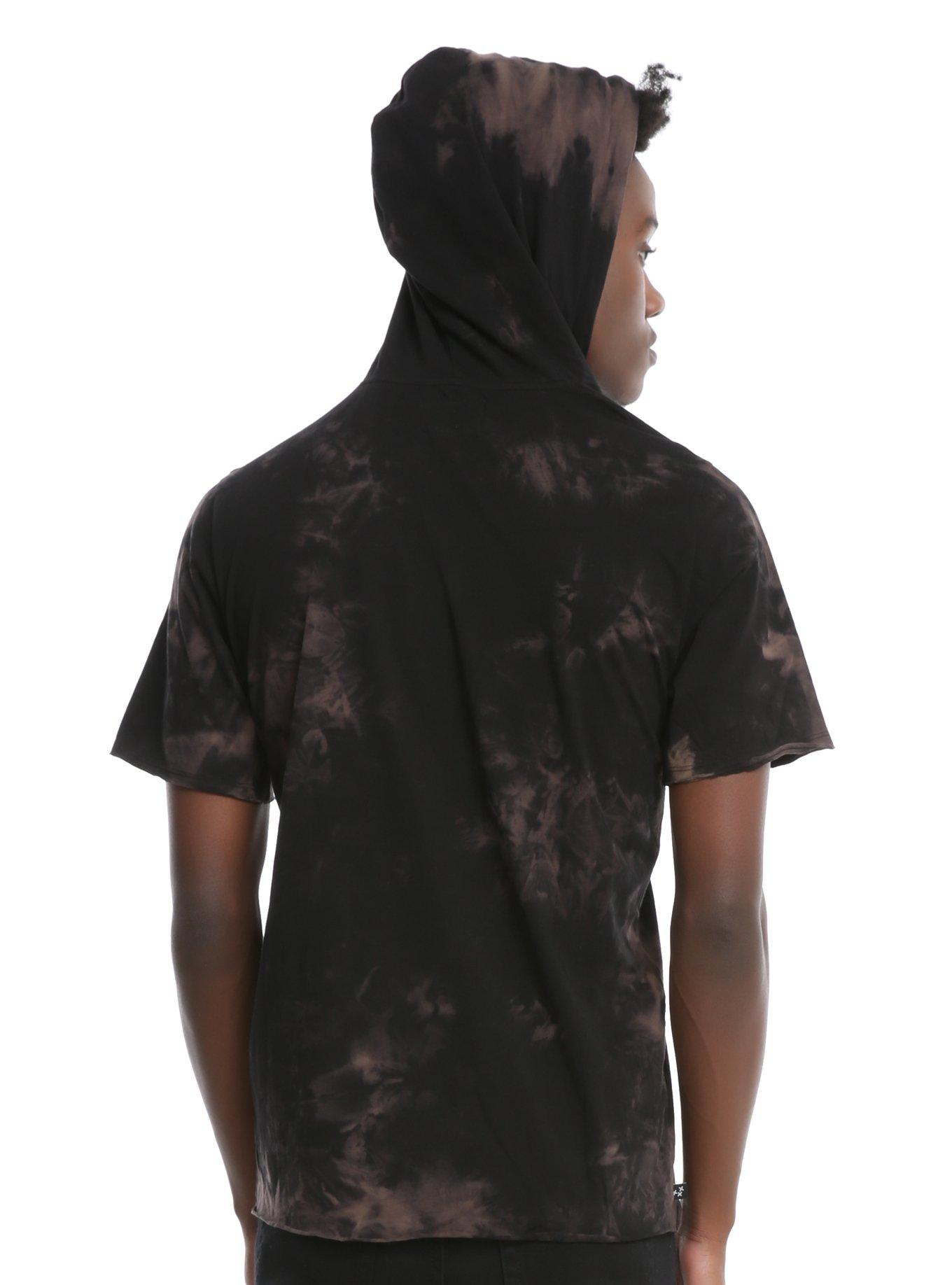 XXX RUDE Black Bleach Wash Short-Sleeved Hoodie, , alternate