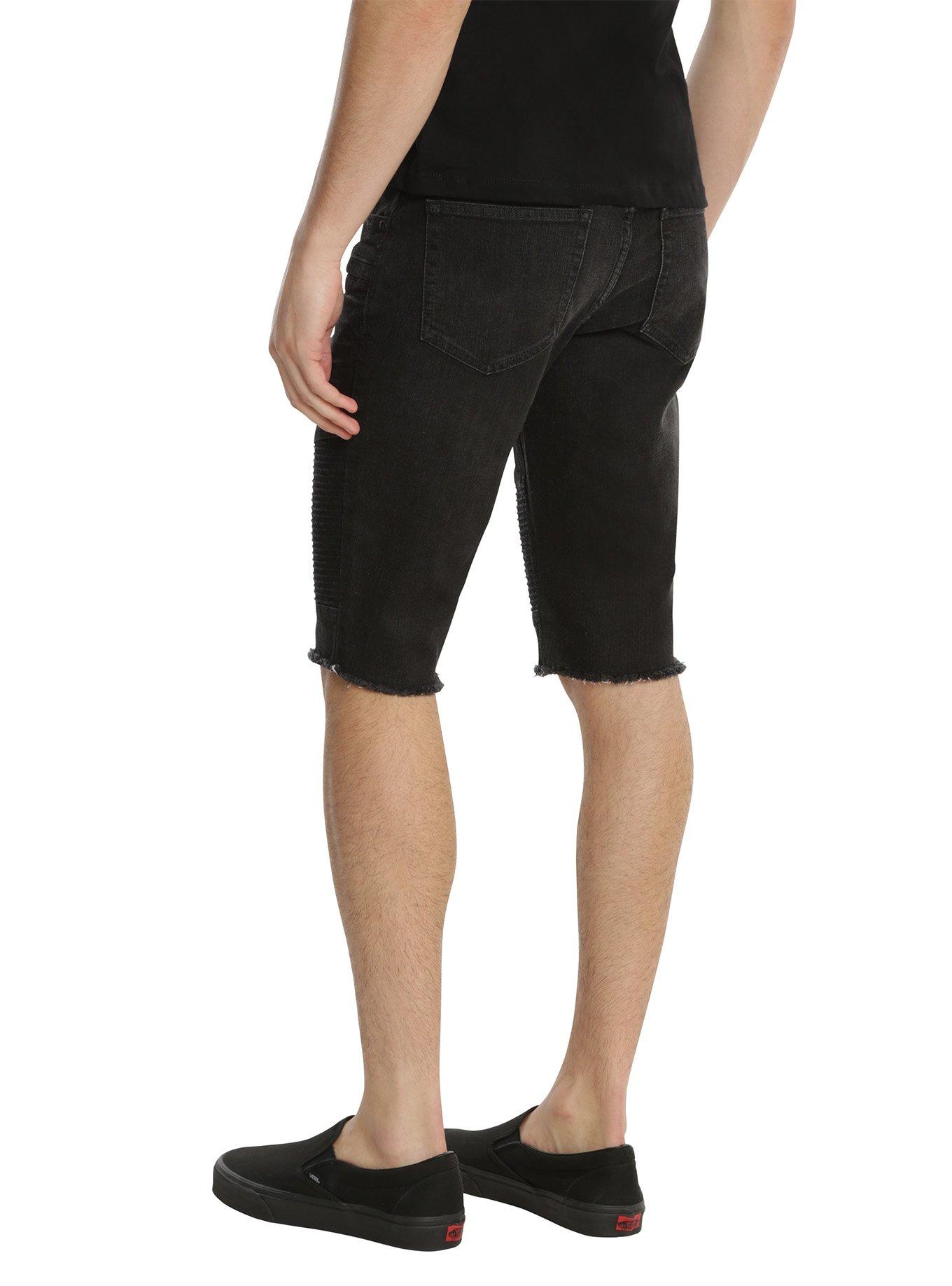 XXX RUDE Black Moto Skinny Shorts, , alternate