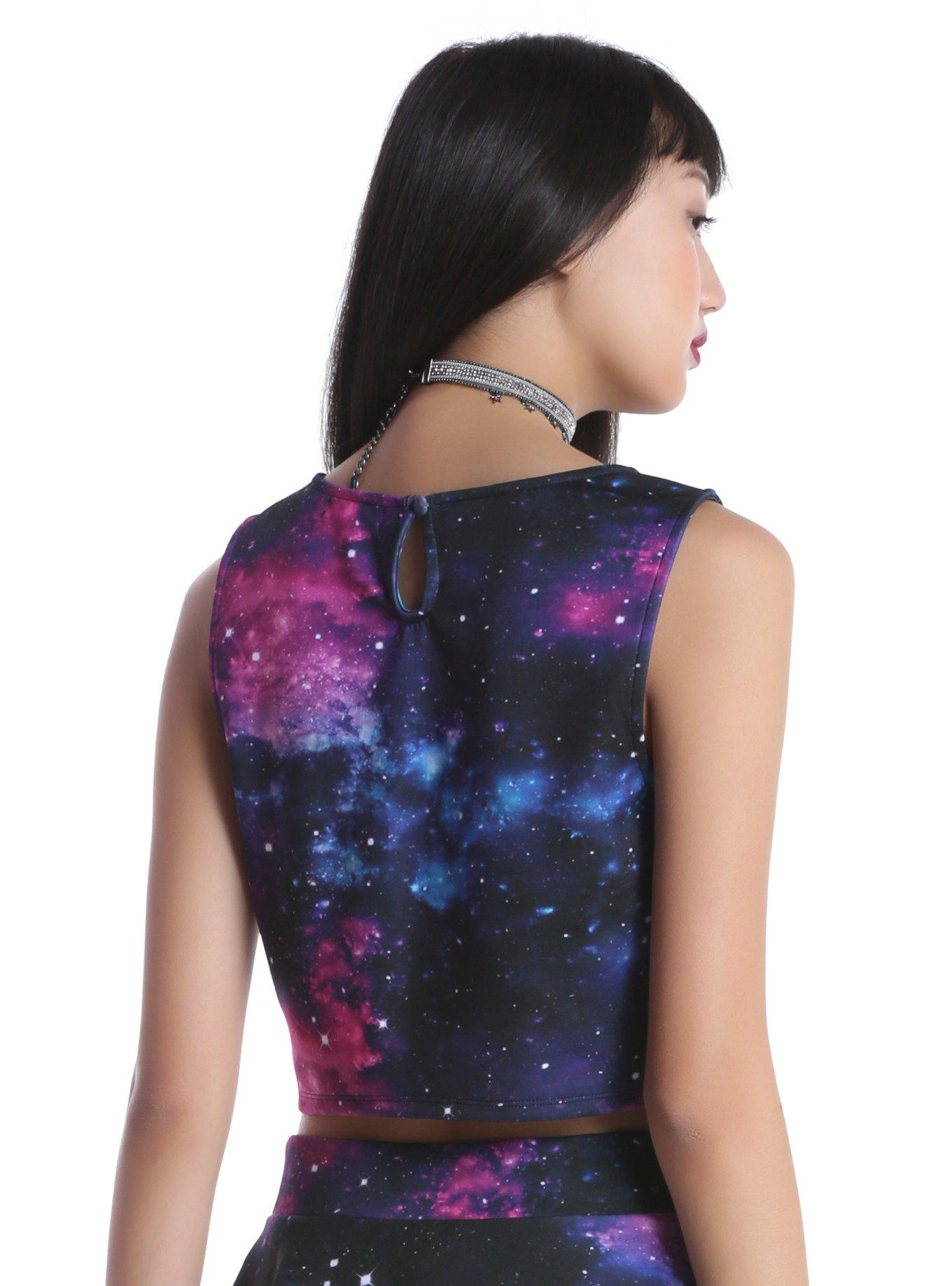 Galaxy Print Crop Tank Top, , alternate