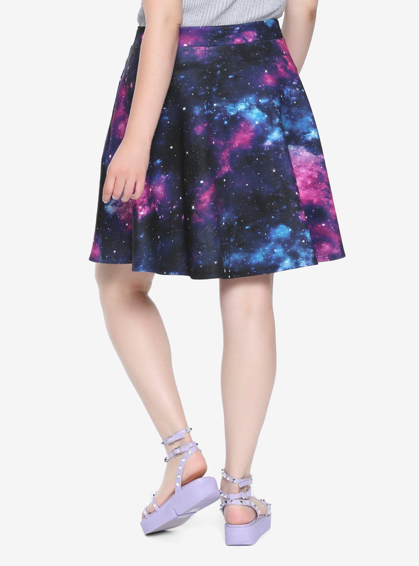 Galaxy Print Circle Skirt Plus Size, , alternate