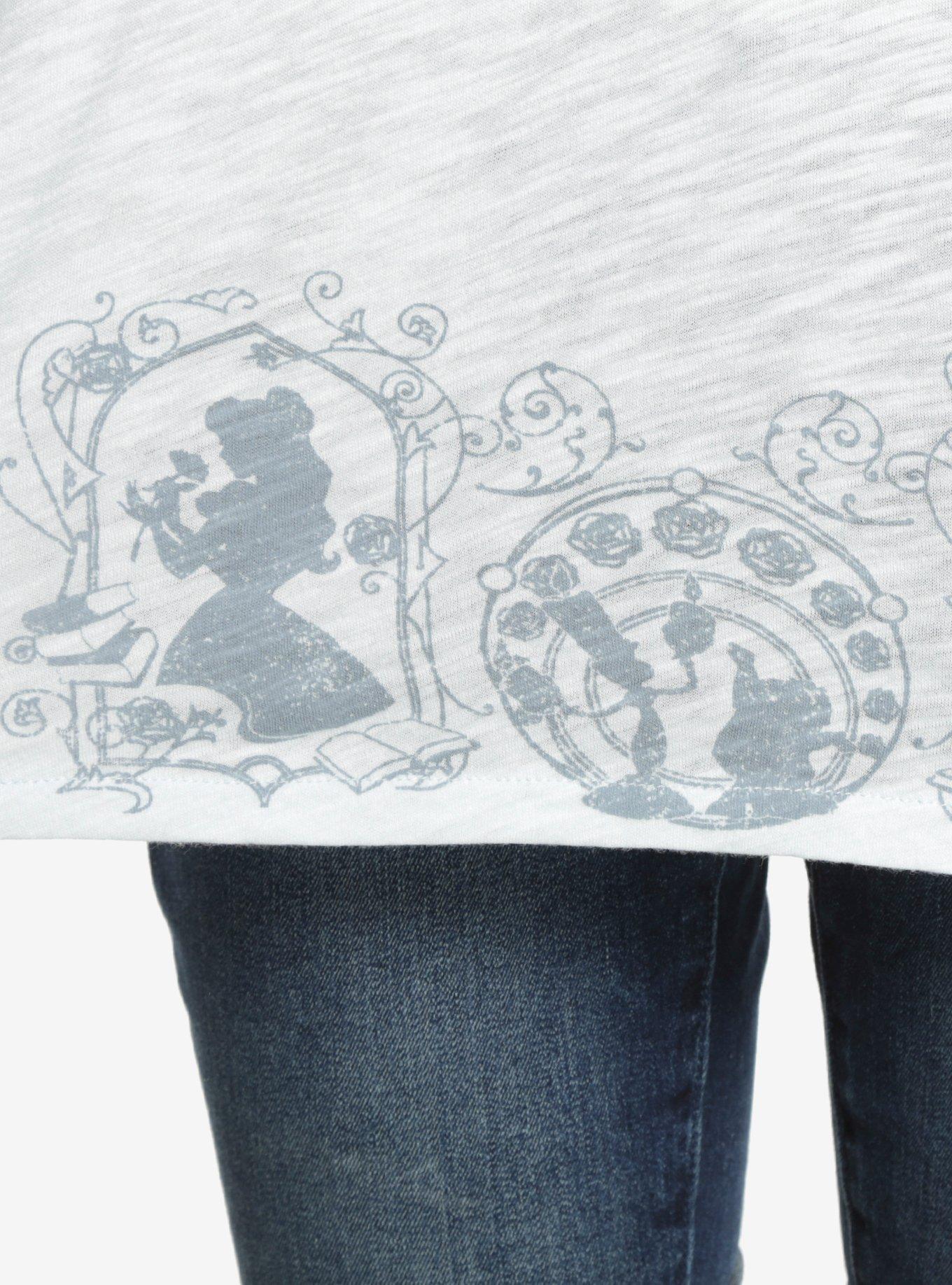 Disney Beauty And The Beast Silhouette Womens Cold Shoulder Top, , alternate