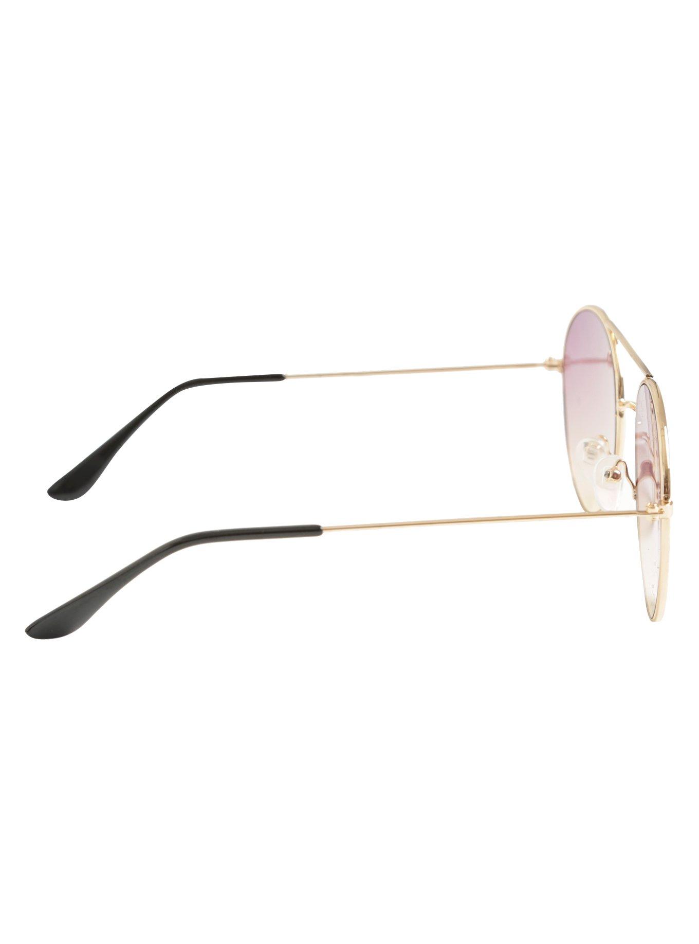 Rose Gold Top Bridge Round Sunglasses, , alternate