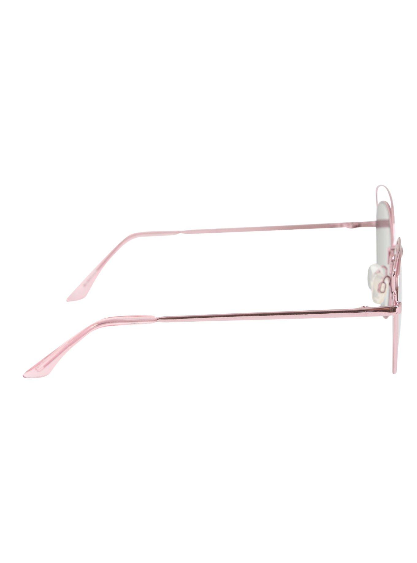 Pink Wire Reflective Cat Eye Sunglasses, , alternate