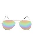 Gold Rainbow Lens Aviator Sunglasses, , alternate