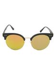 Black Pink Mirror Flat Lens Half-Rim Sunglasses, , alternate