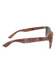 Brown Wood Geometric Retro Sunglasses, , alternate
