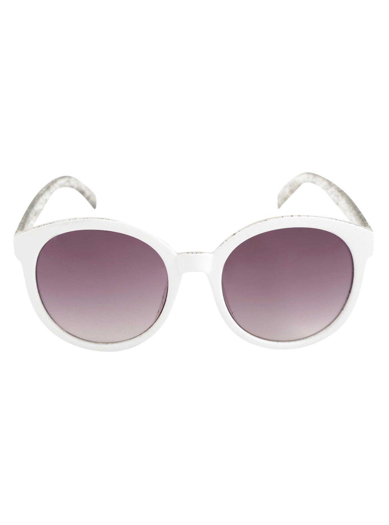 White Paint Splatter Round Sunglasses, , alternate