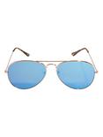 Gold Blue Lens Aviator Sunglasses, , alternate