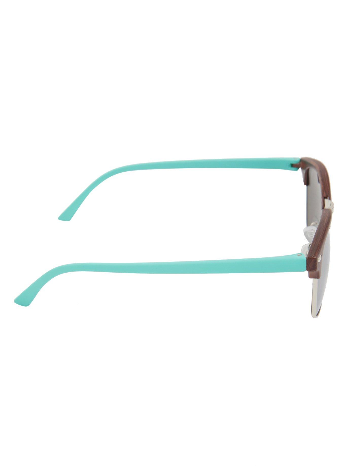 Mint Arm Wood Frame Half-Rim Sunglasses, , alternate