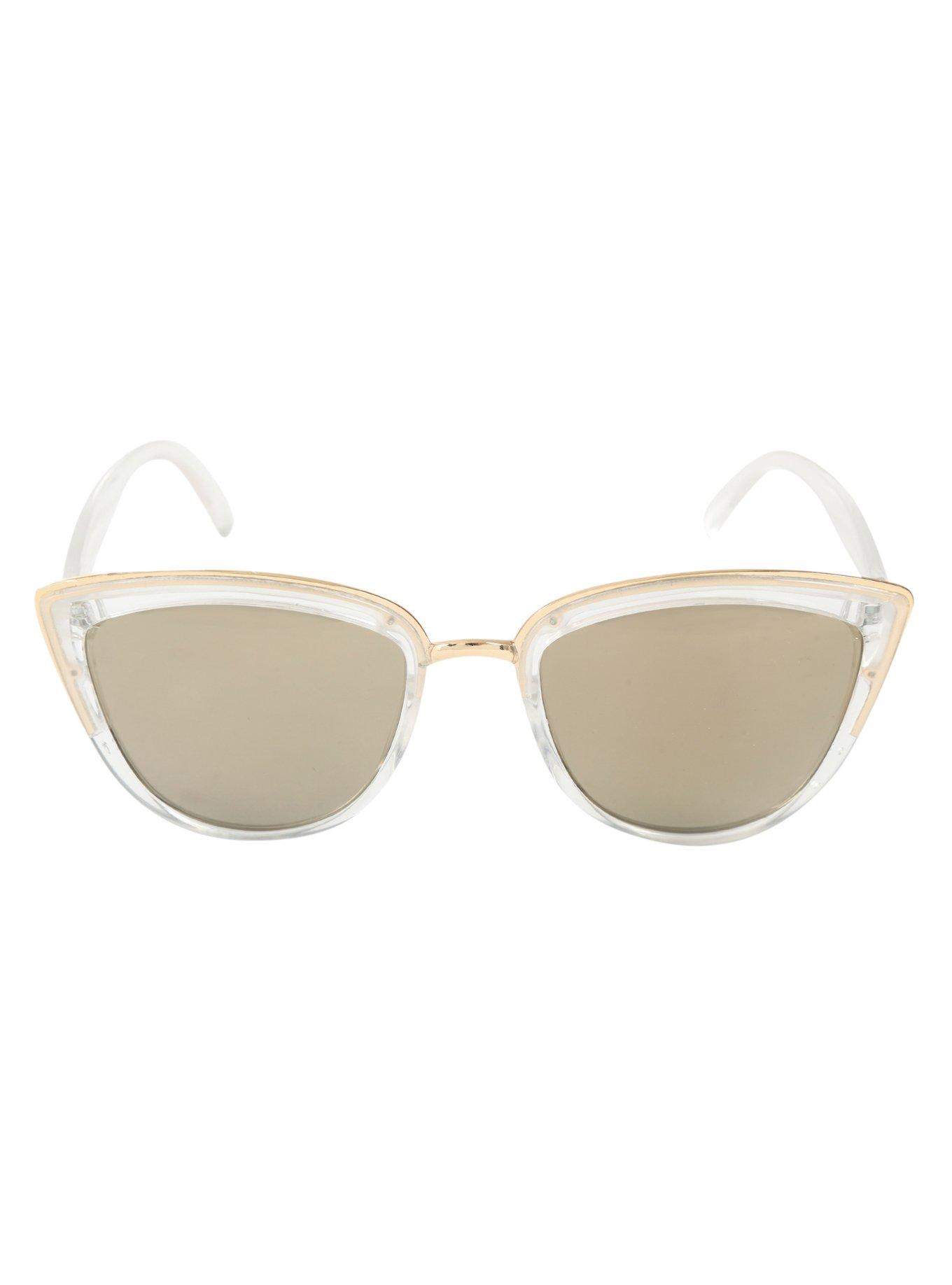 Translucent Gold Accent Metal Bridge Sunglasses, , alternate