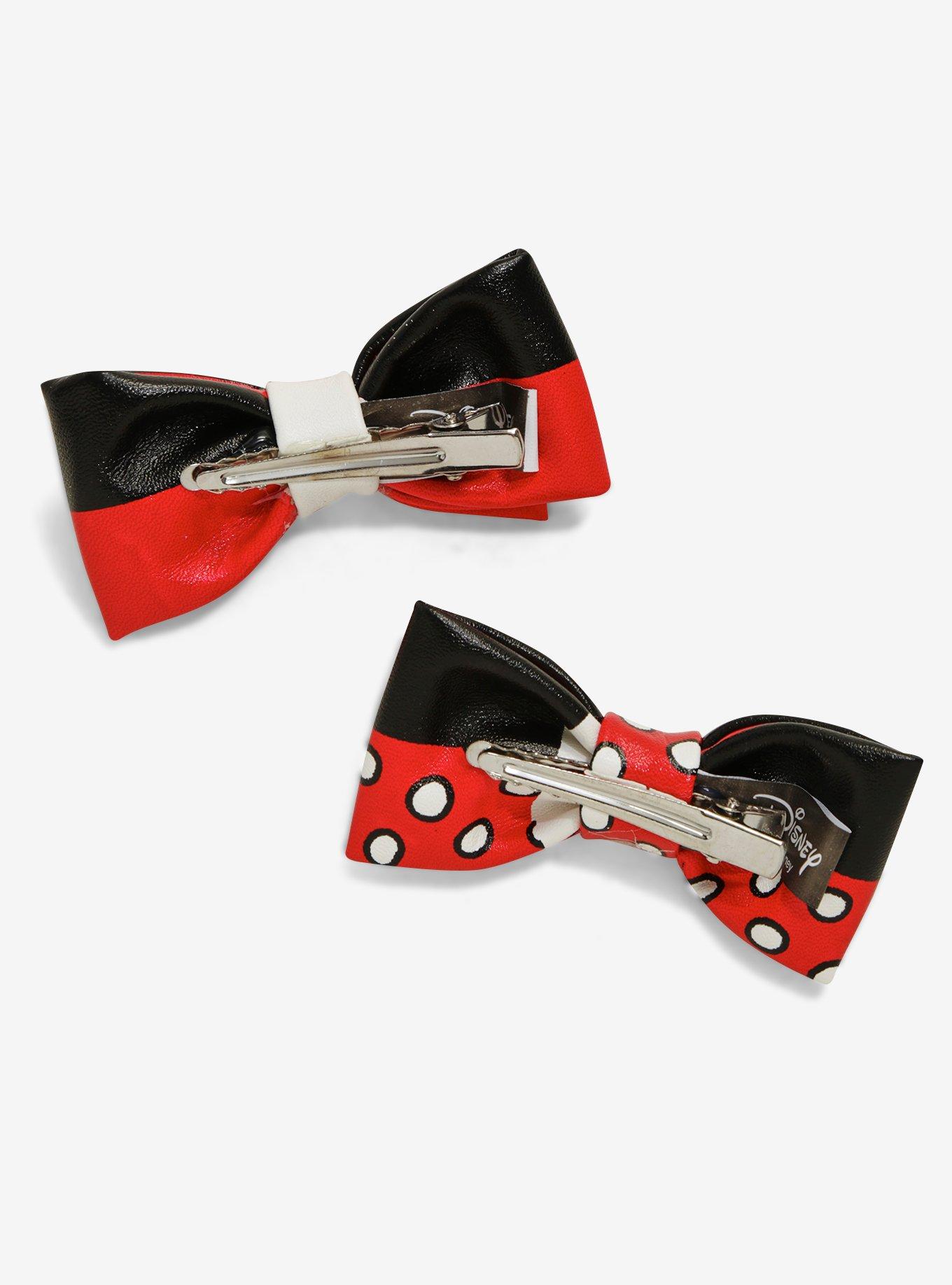 Disney Mickey Mouse & Minnie Mouse Faux Leather Hair Bows, , alternate