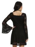 Black Lace Bell Sleeve Dress, , alternate