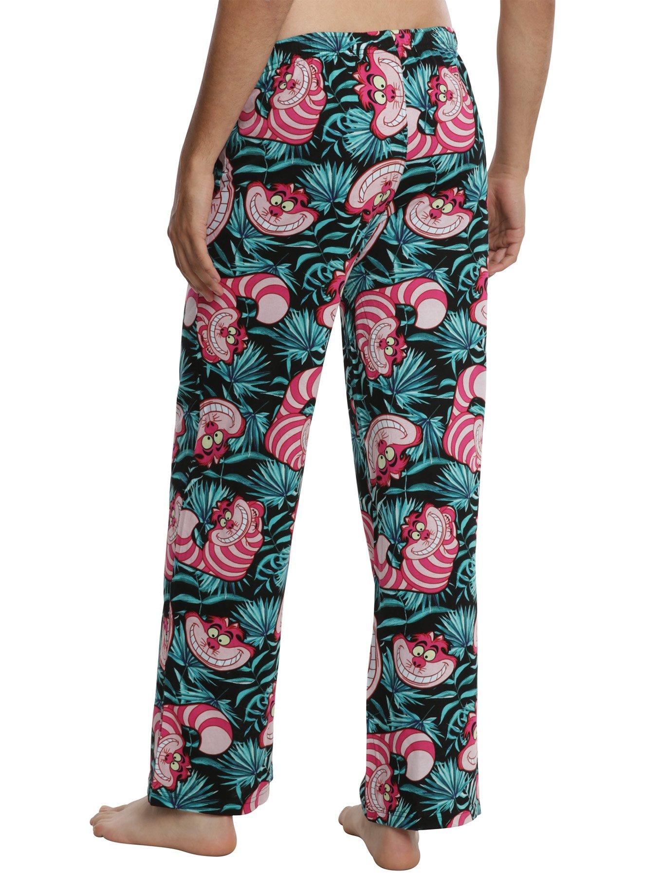 Disney Alice In Wonderland Cheshire Cat Tropical Print Guys Pajama Pants, , alternate