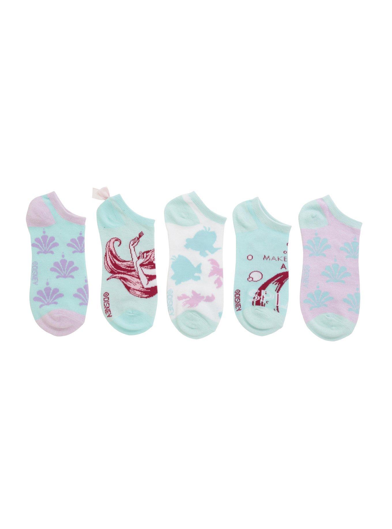 Disney The Little Mermaid No-Show Socks 5 Pair, , alternate