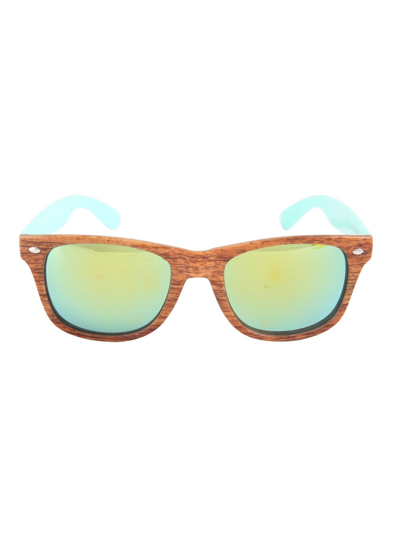 Mint Arm Wood Retro Sunglasses, , alternate