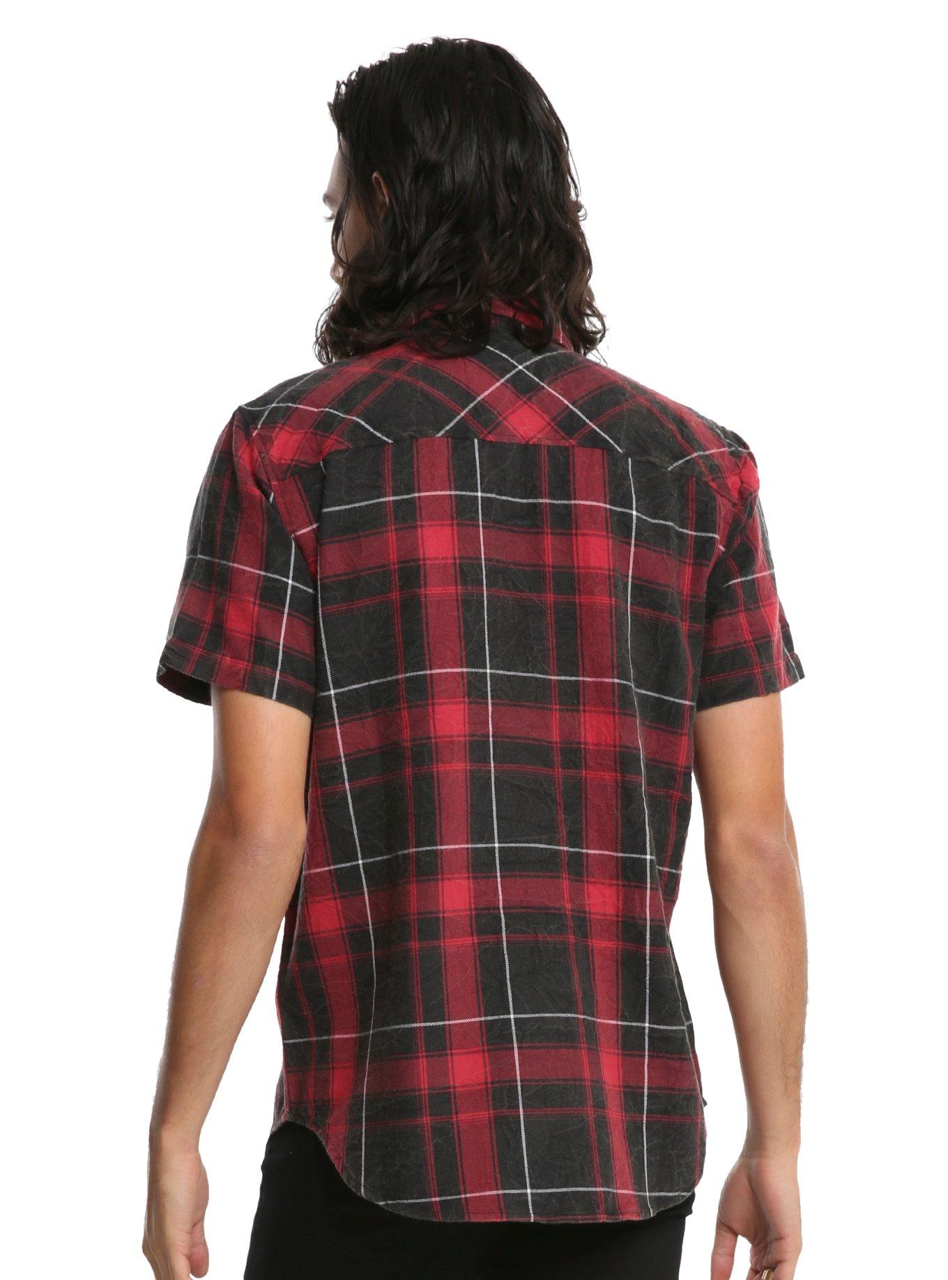 XXX RUDE Black & Red Plaid Woven Button-Up, , alternate