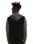 XXX RUDE Black Denim Grey Fleece Hooded Jacket, , alternate