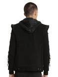 XXX RUDE Fleece Cap Bleach Wash Hooded Black Denim Vest, , alternate