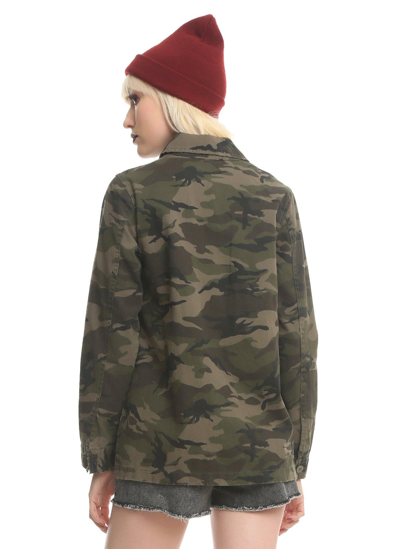 Destructed Grommet Camo Girls Jacket, , alternate