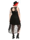 Black Floral Lace Hi-Low Dress Plus Size, , alternate