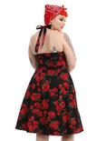 Black & Red Floral Halter Dress Plus Size, , alternate