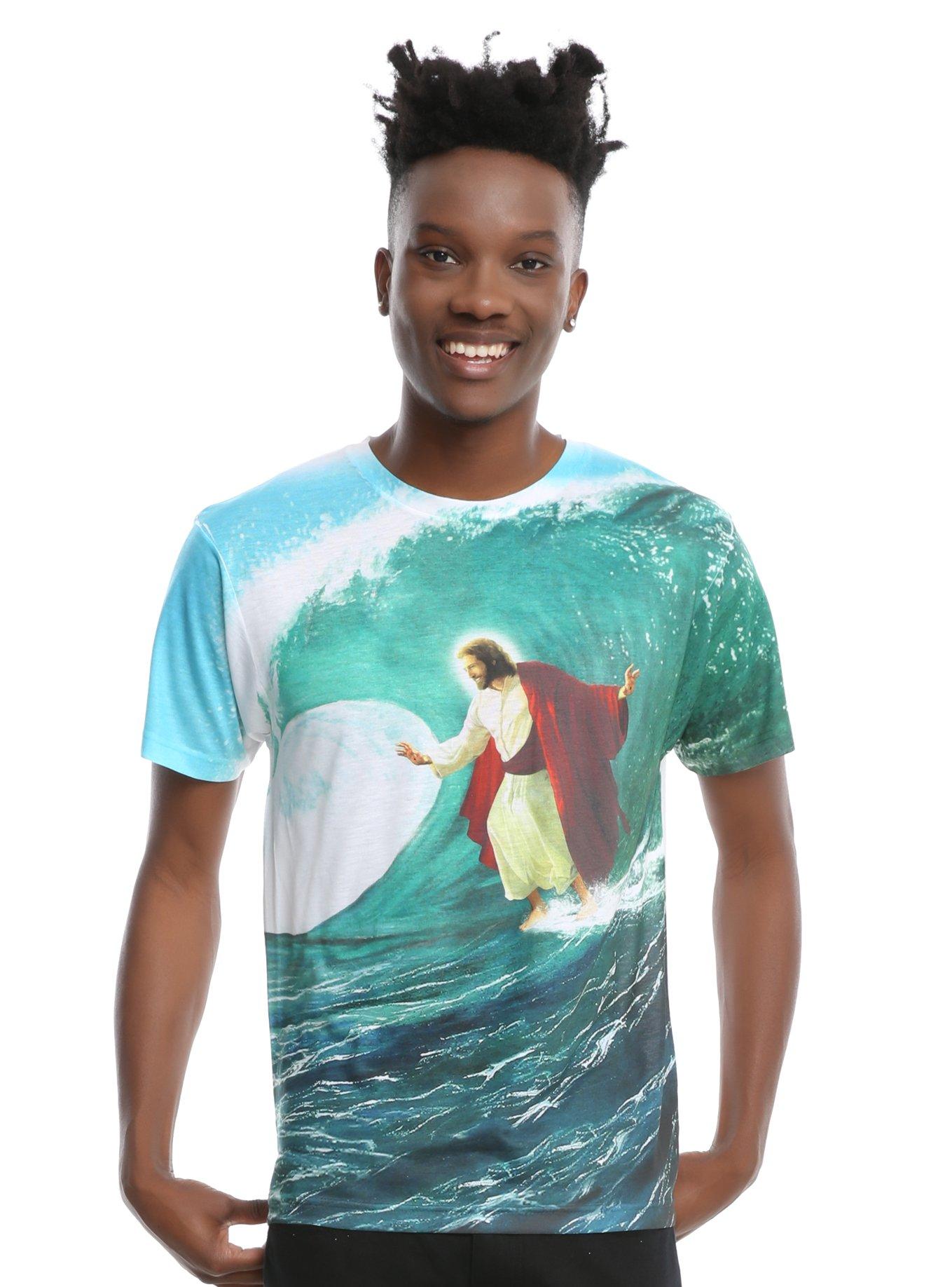 Surfing Jesus Surfing Man's T-Shirt Tee