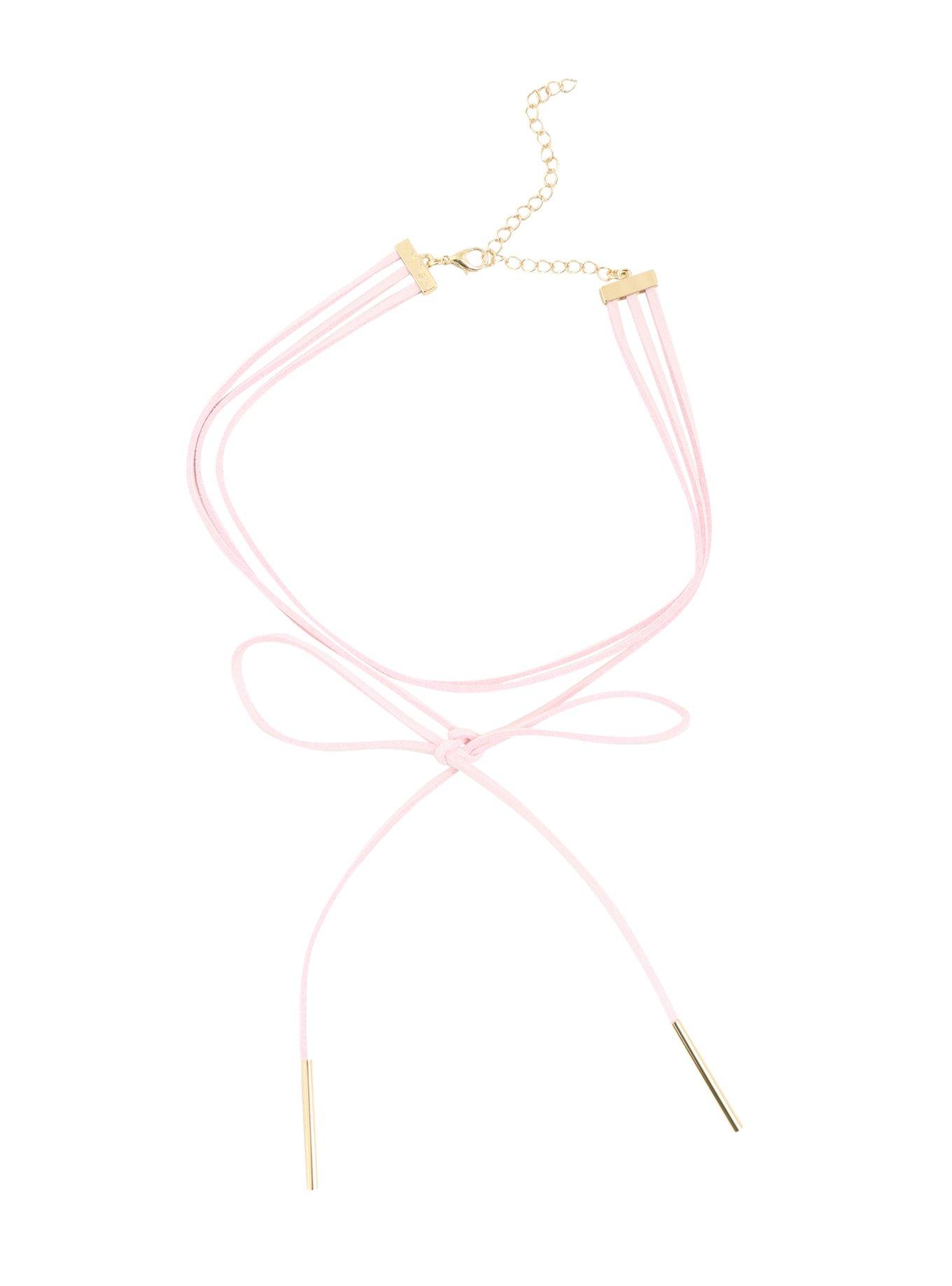 Blackheart Pink Suede Wrap Choker, , alternate