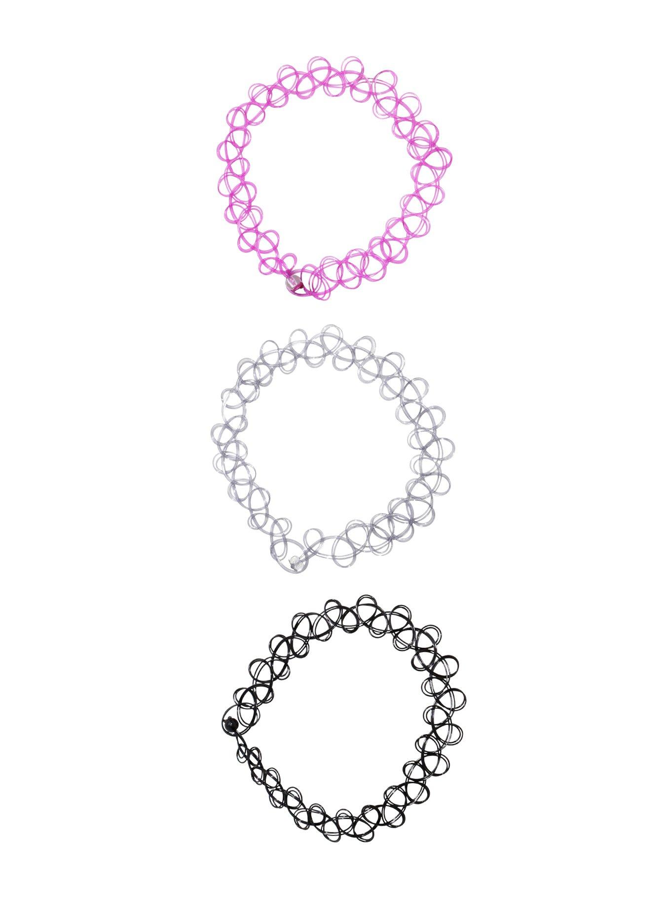 Black Grey & Purple Tattoo Bracelet Set, , alternate