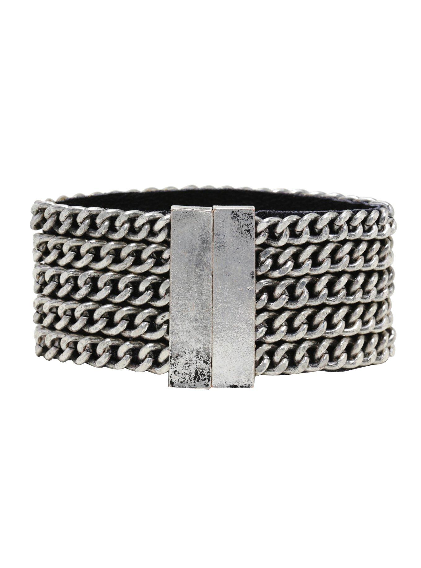 Blackheart Chain Link Magnetic Cuff Bracelet, , alternate
