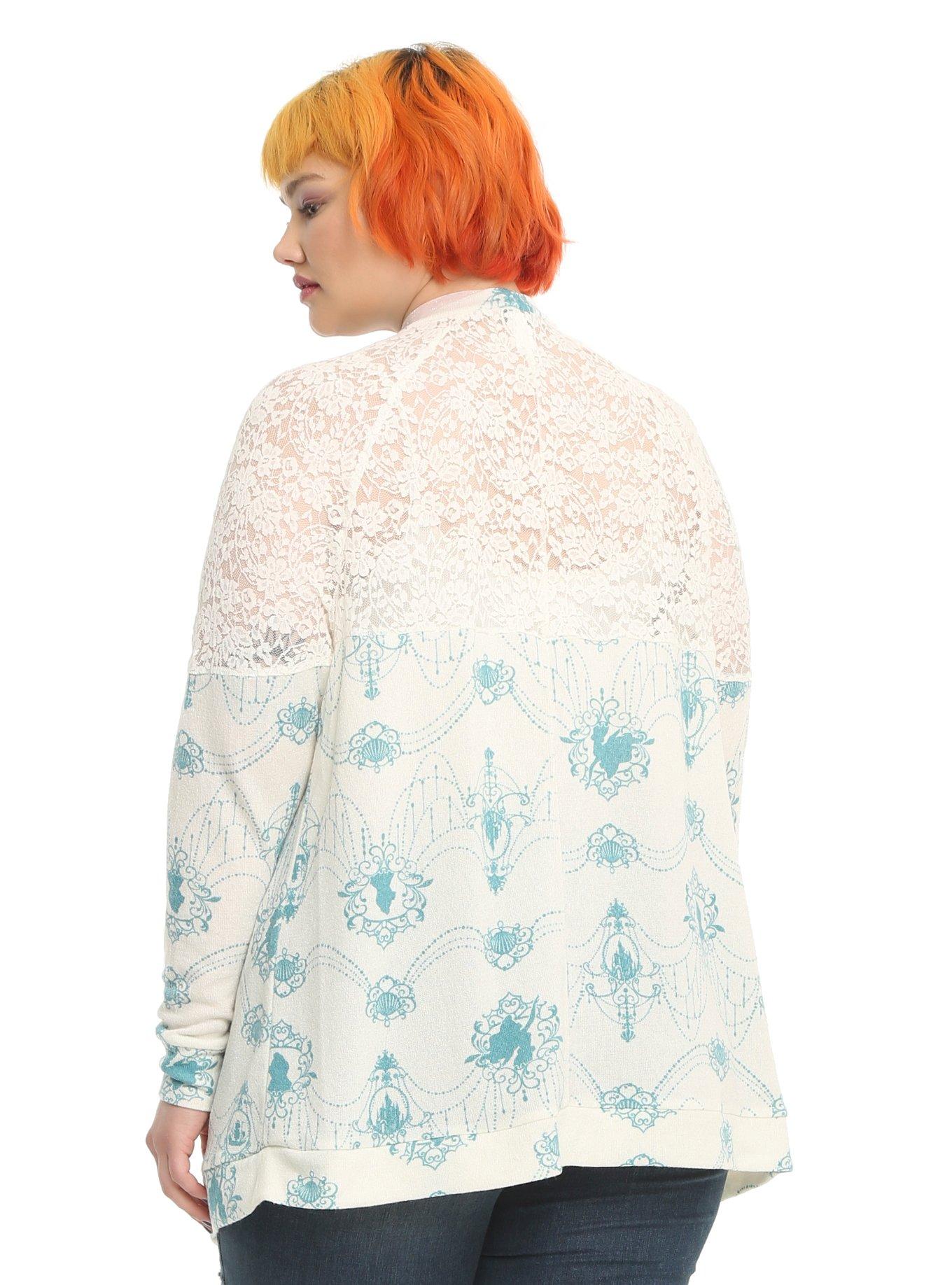 Disney The Little Mermaid Lace Back Girls Flyaway Cardigan Plus Size, , alternate