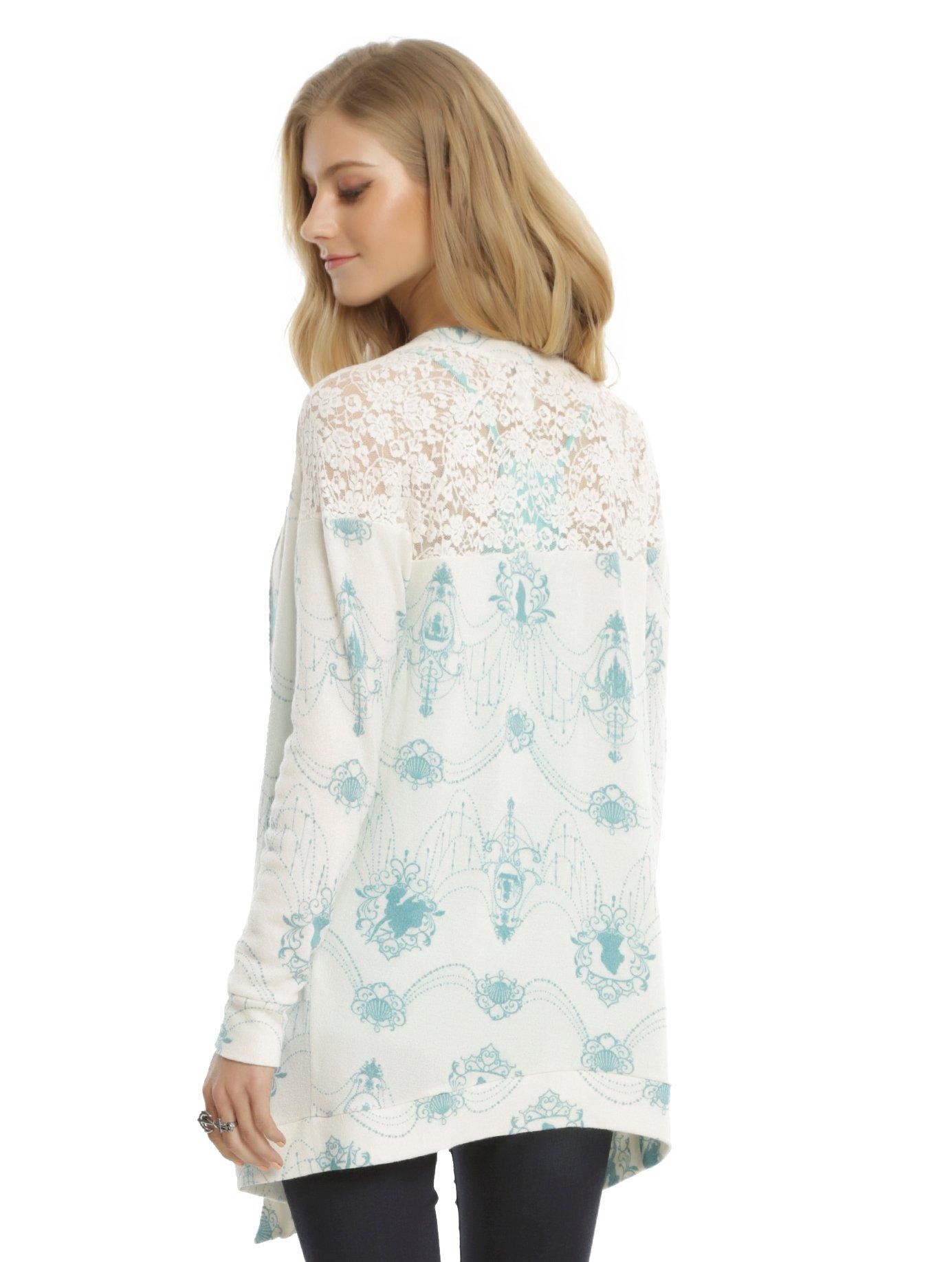 Disney The Little Mermaid Lace Back Girls Flyaway Cardigan, , alternate