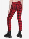 Blackheart Red & Black Plaid Super Skinny Pants, , alternate