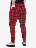Blackheart Red & Black Plaid Super Skinny Pants Plus Size, , alternate