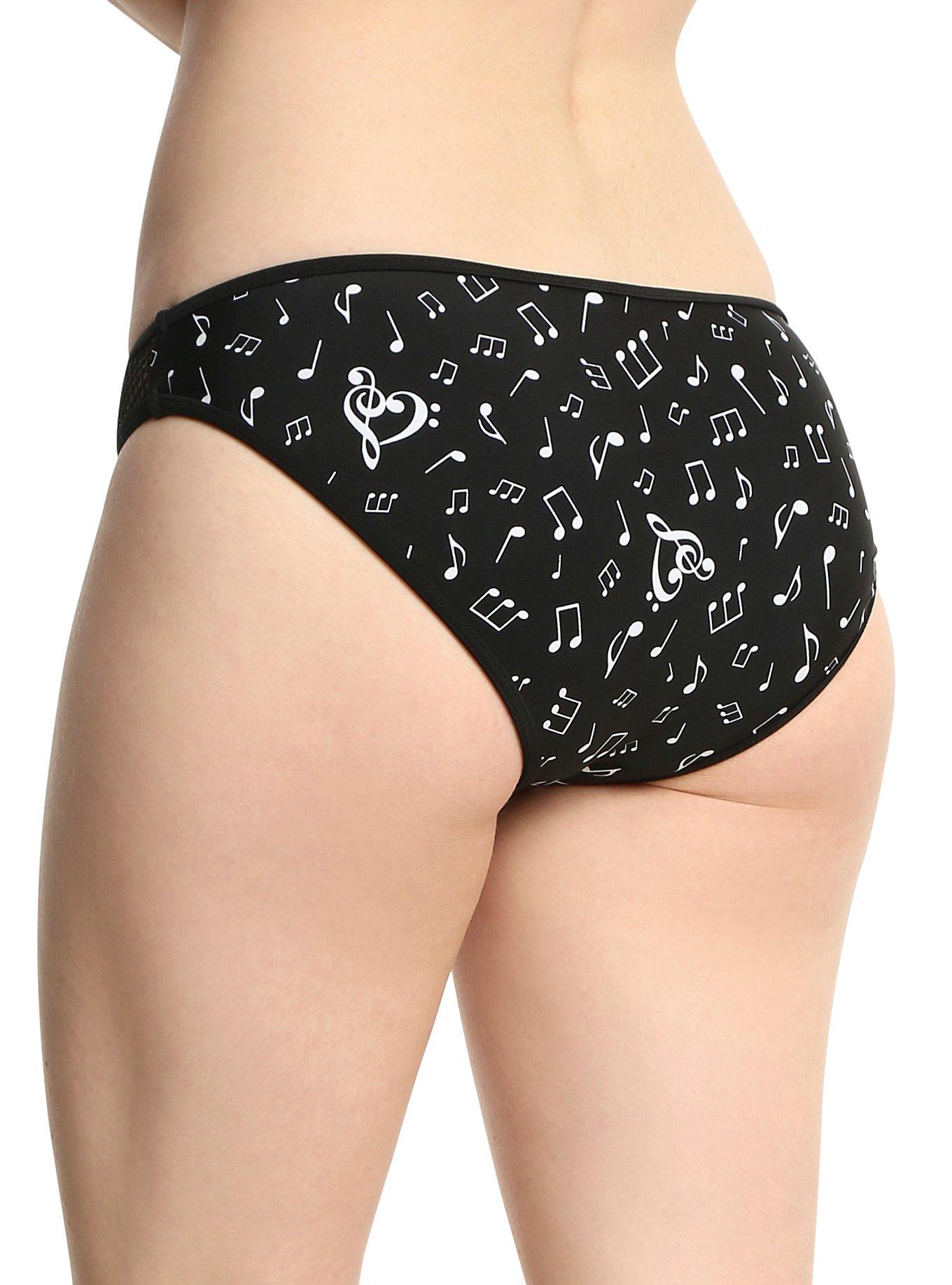 Black & White Heart Clef Mesh Swim Bottoms, , alternate